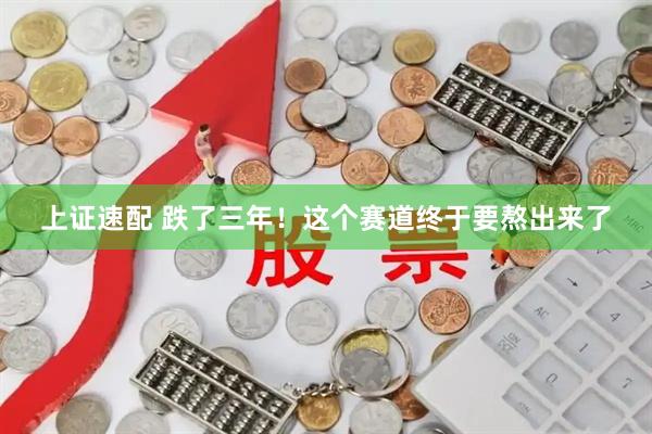上证速配 跌了三年！这个赛道终于要熬出来了